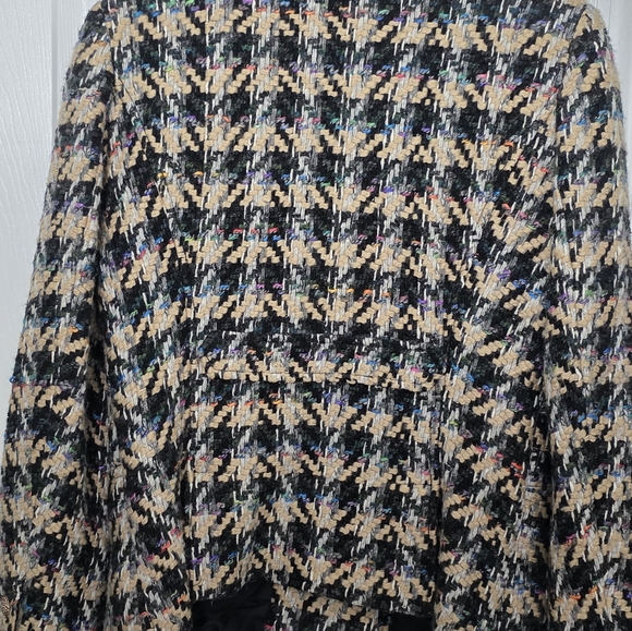 Etcetera Tweed Boucle Wool Houndstooth Blazer Black Multicolor Size 12 - Picture 8 of 11